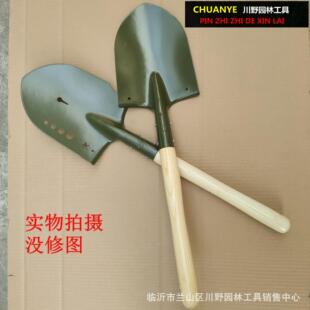 小钢锹战备锹205工兵铲户外铲木柄兵工铲军锹钓鱼铲军绿铲锯齿铲