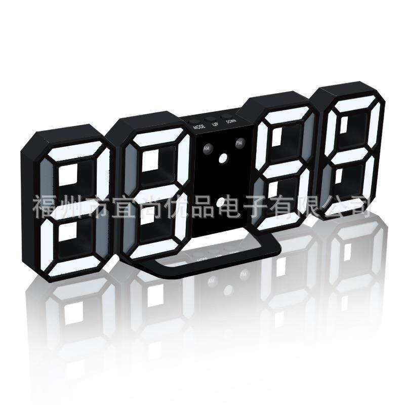 亚马逊跨境3DLED数字钟 韩国爆款电子闹钟 墙面立体挂钟 数字闹钟