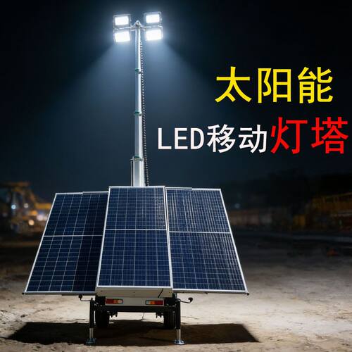 7米光伏太阳能充电照明灯塔电动升降拖车式灯车light HMF972
