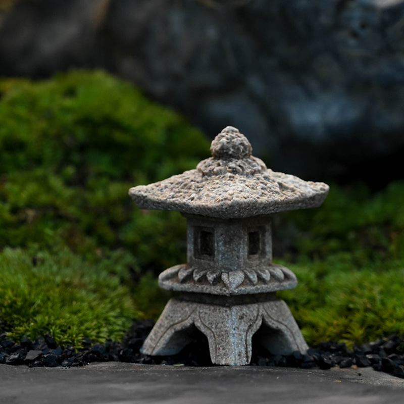 中式微景观石灯笼摆件假山水景园艺花卉盆景小石亭子造景装饰摆设