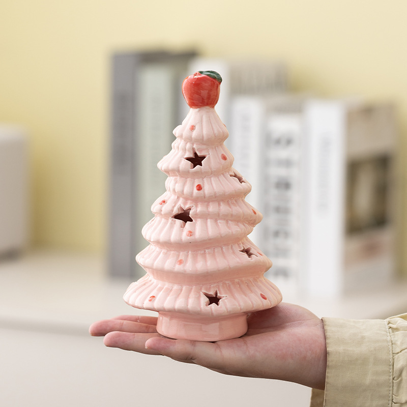 ins风苹果圣诞树星星小夜灯圣诞节装饰拍照道具桌面陶瓷摆件礼物