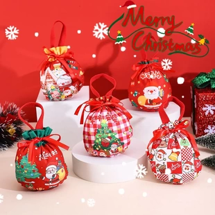 苹果袋diy圣诞节手提糖果平安夜送孩子 2025新款 圣诞礼物袋