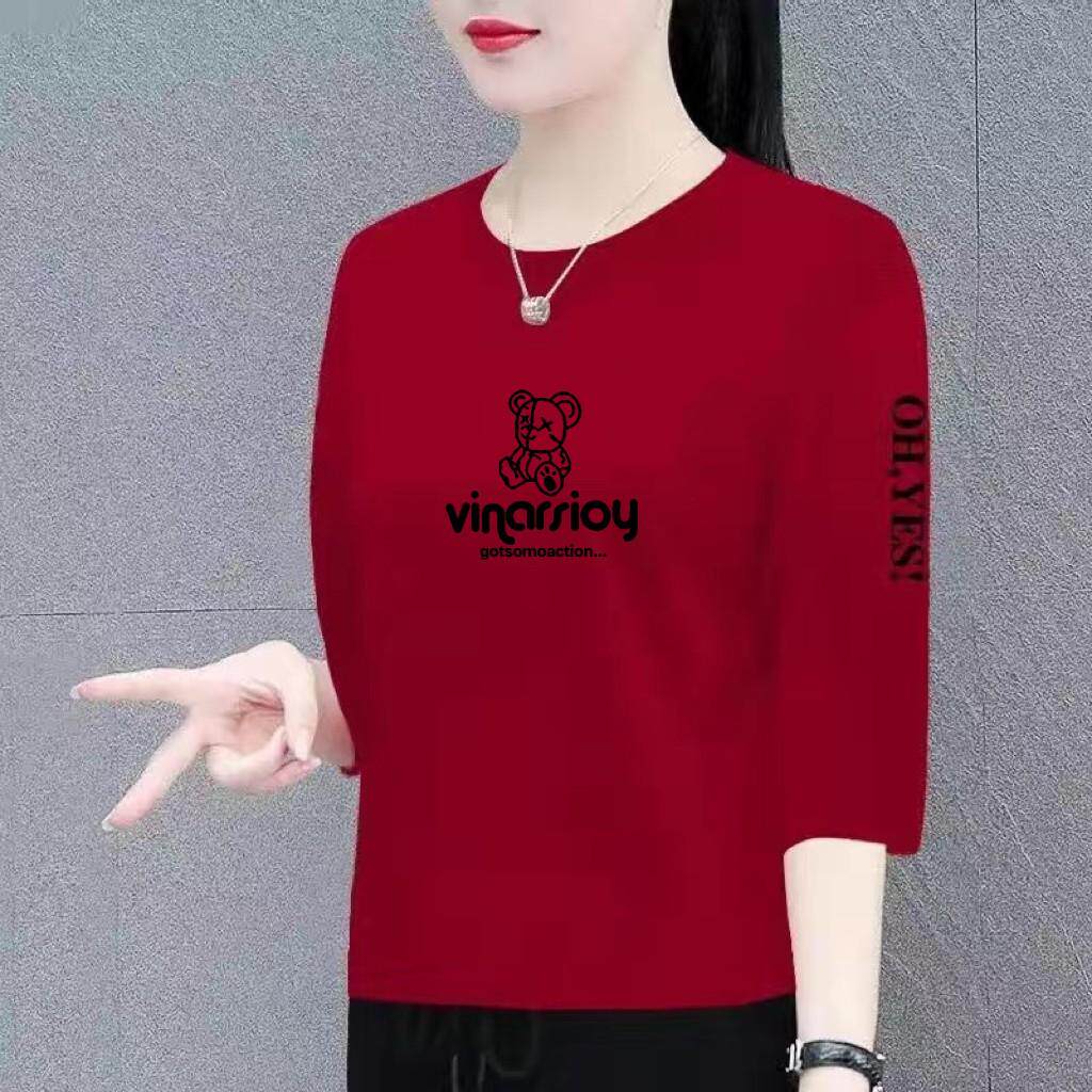 清仓捡漏外贸妈妈装七分袖女休闲宽松显瘦百搭时尚上衣女体恤衫潮