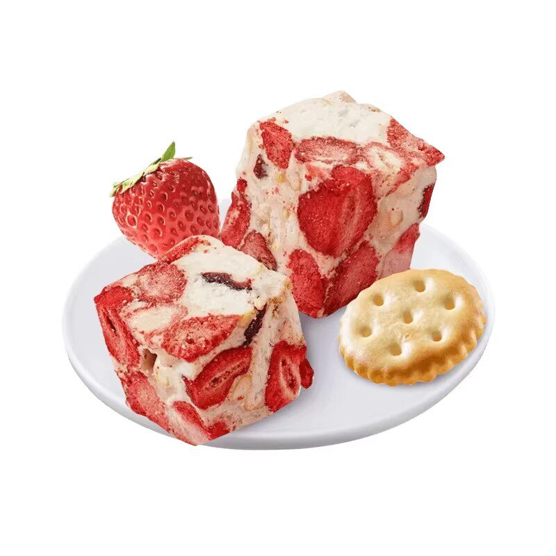 包邮草莓羊奶芙手工拉丝饼干糕点冻干草莓网红休闲零食雪花酥