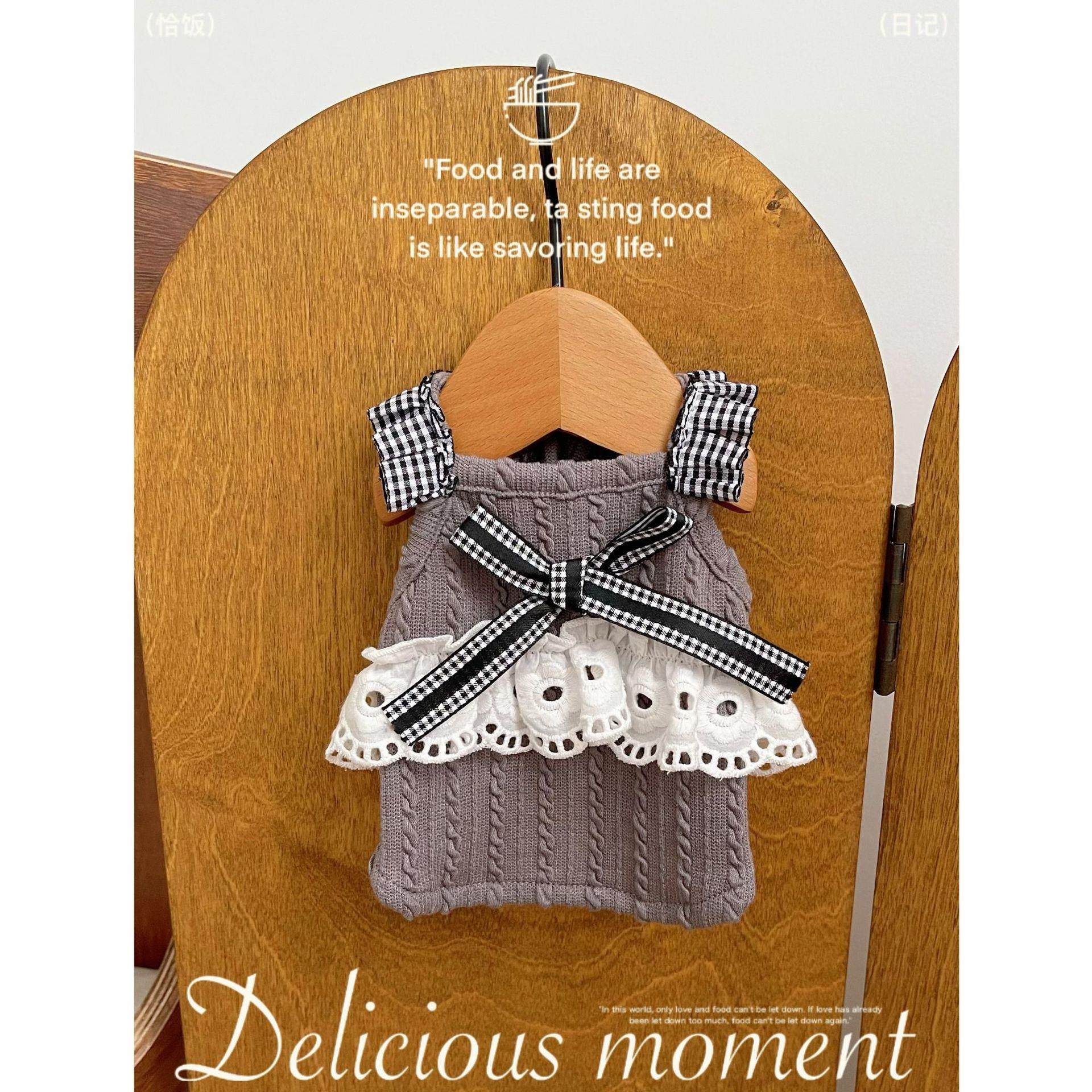 宠物衣服狗狗猫咪春夏秋日韩吊带背心家居服泰迪比熊可爱花边裙子