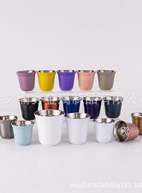 不锈钢304咖啡杯双层小酒杯意式浓缩咖啡杯隔热杯80ml160ml250ml