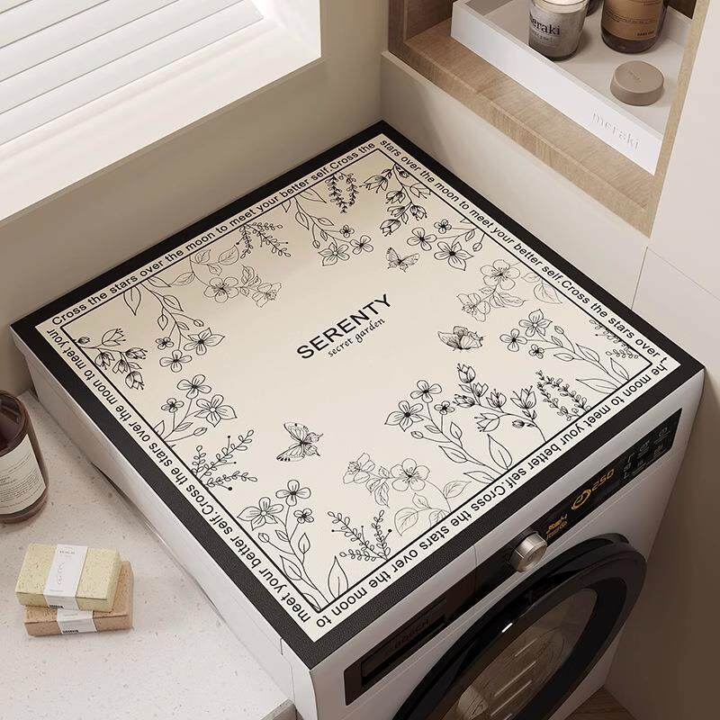滚筒洗衣机盖垫台面保护盖垫法式防晒防水防尘罩冰箱盖防滑垫子