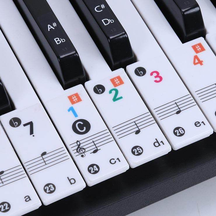 彩色钢琴贴纸五线谱简谱自学键盘贴纸彩色音名唱名电子琴键盘贴膜