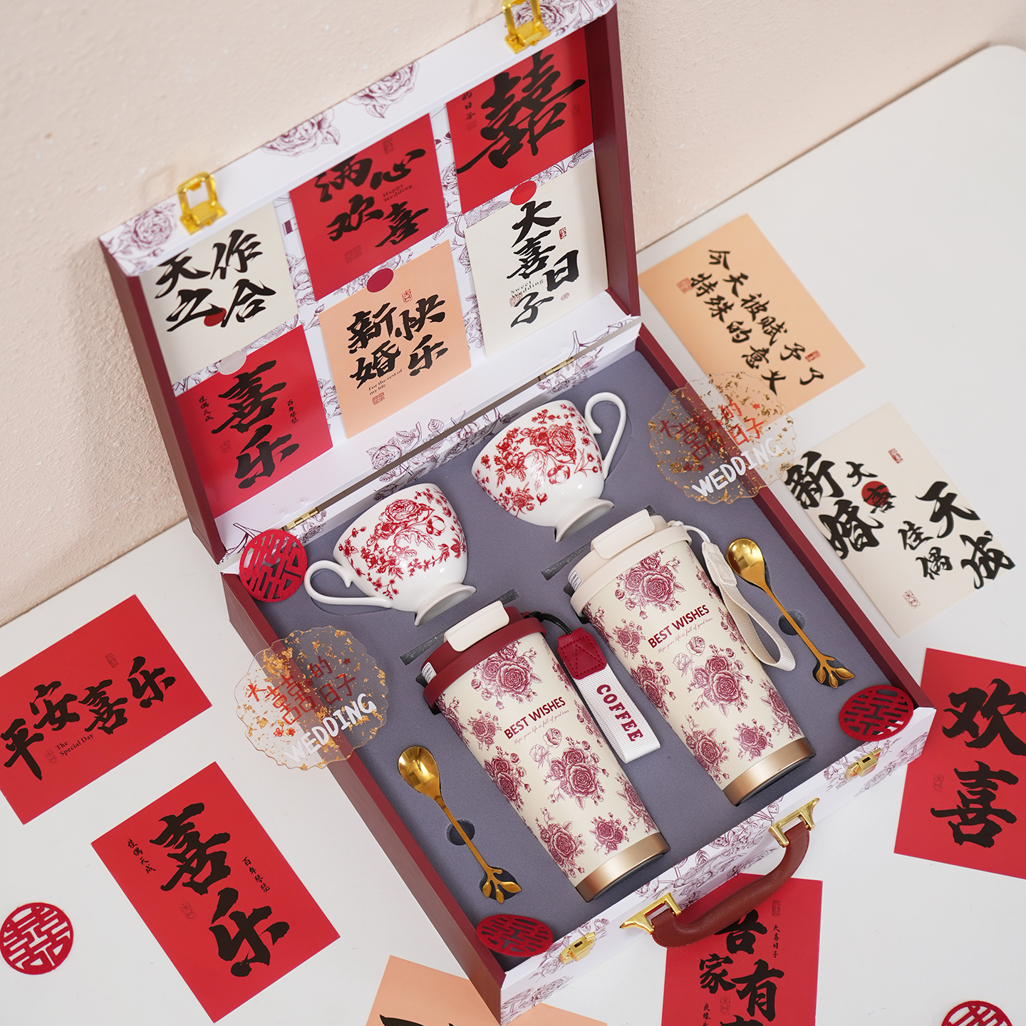 送新人结婚实用礼物保温杯子套装