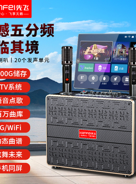 先飞广场舞音响带显示屏家用卡拉OK户外唱K歌蓝牙音箱点歌机一体