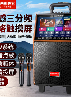 先飞广场舞音响带显示屏户外K歌音箱家用唱歌家庭ktv一体机麦克风