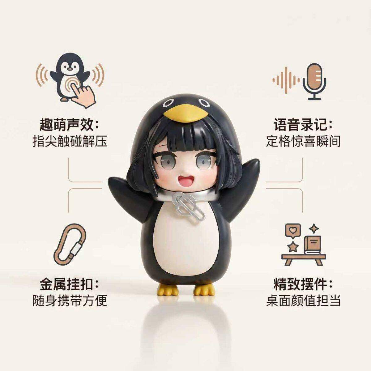 会说话咕咕嘎嘎小企鹅管理员带录音功能Q版手办玩具公仔六一礼物