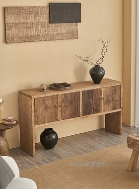 Hinice 侘寂风中古复古带门餐边柜矮柜民宿客厅玄关柜靠墙置物架