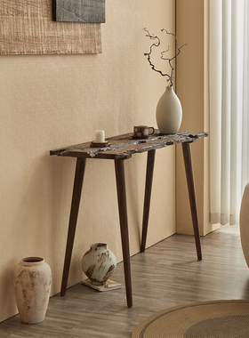 Hinice 侘寂风原木全实木自然边客厅玄关桌民宿酒店装饰条案