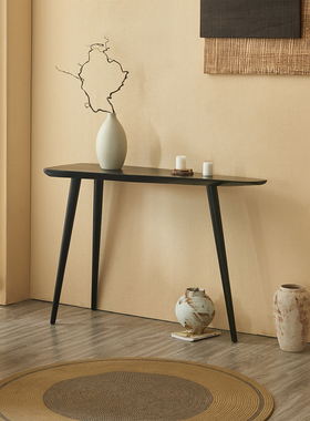 Hinice 侘寂风黑色小众民宿实木条案客厅靠墙中式玄关