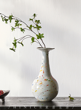 Hinice 手作观音玉净瓶水培插花陶瓷器皿客厅桌面玄关花器花瓶