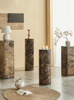 Hinice侘寂风金属墩子民宿摆件植物花架复古置物架阳台花几底座