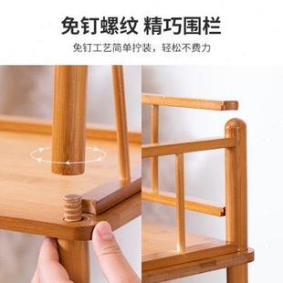 楠竹书架落地置物架围栏免钉家用客厅学生简易多层隔板实木收纳柜