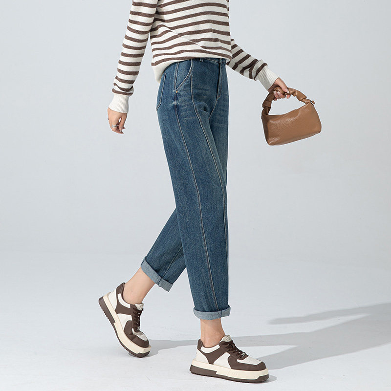 韩氏伊人香蕉牛仔裤女2026春季新款休闲宽松小个子哈伦老爹镰刀裤