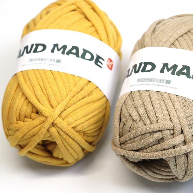 现货100g灌芯棉5mm大团粗灌纱线真心棉纱线钩针包包垫子材料布条