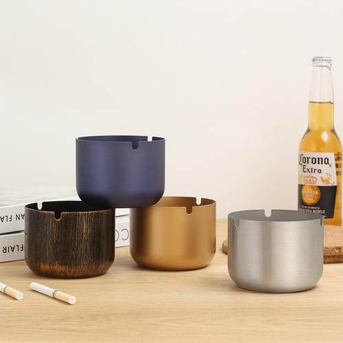 酒店家用不锈钢烟灰缸网吧家居客厅金属防风大号防摔个性烟缸创意