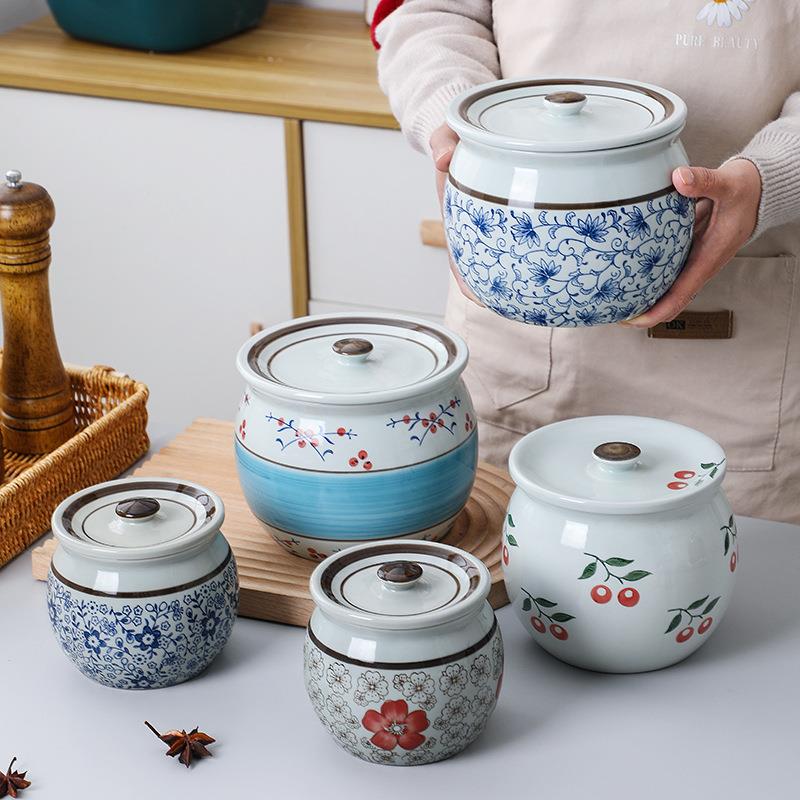 九夏猪油罐陶瓷无孔耐高温装油罐密封容器隔水炖盅收纳密封防潮