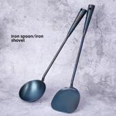 家用旧式 长柄烹饪铁勺长柄厨师锅抹刀手工锻铁锻造抹刀