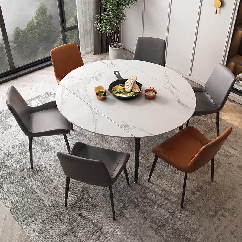 可伸缩岩板餐桌椅组合轻用小户型折叠圆桌,住宅家具,岩板餐桌,淘宝优惠券,粉丝福利购,淘宝优惠卷