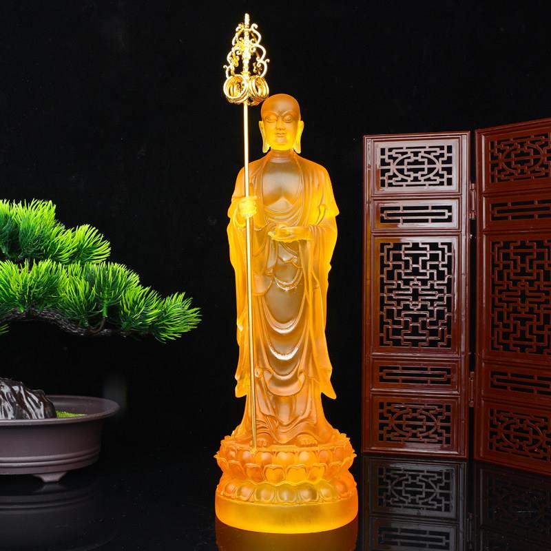 精品树脂水琉璃地藏王菩萨佛像站像居家供奉佛堂寺庙摆件佛具用品