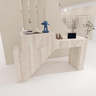 服装店中岛展示台洞石流水台长长条桌简约网红鞋柜饰品摆件女装道