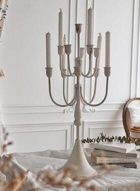 BJ18 欧法式白色覆古烛台摆件浪漫烛光晚餐道具婚庆西餐ins装饰