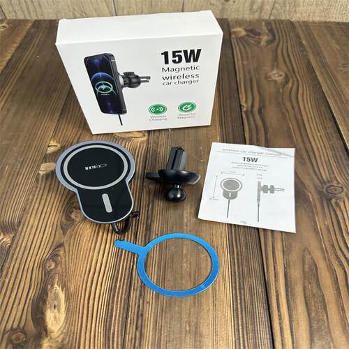 高端货！15w快充！铝合金材质磁吸无线充电车载防抖手机导航支架