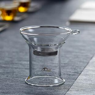 公道杯玻璃滤茶器网纱架304不锈钢茶漏滤茶器家用功夫茶具配件套