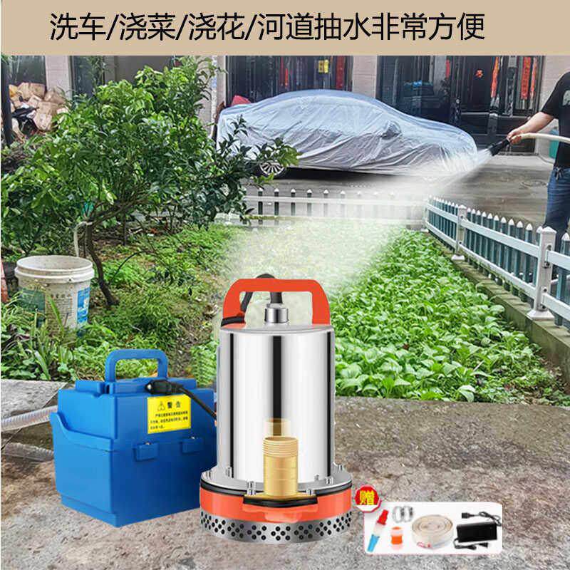 直流潜水泵带电池12v24v48v农用浇菜水泵家用60v电动车电瓶抽水机