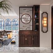 新中式 柜 屏风隔断柜实木客厅家用现代简约入户玄关正对门口储物鞋