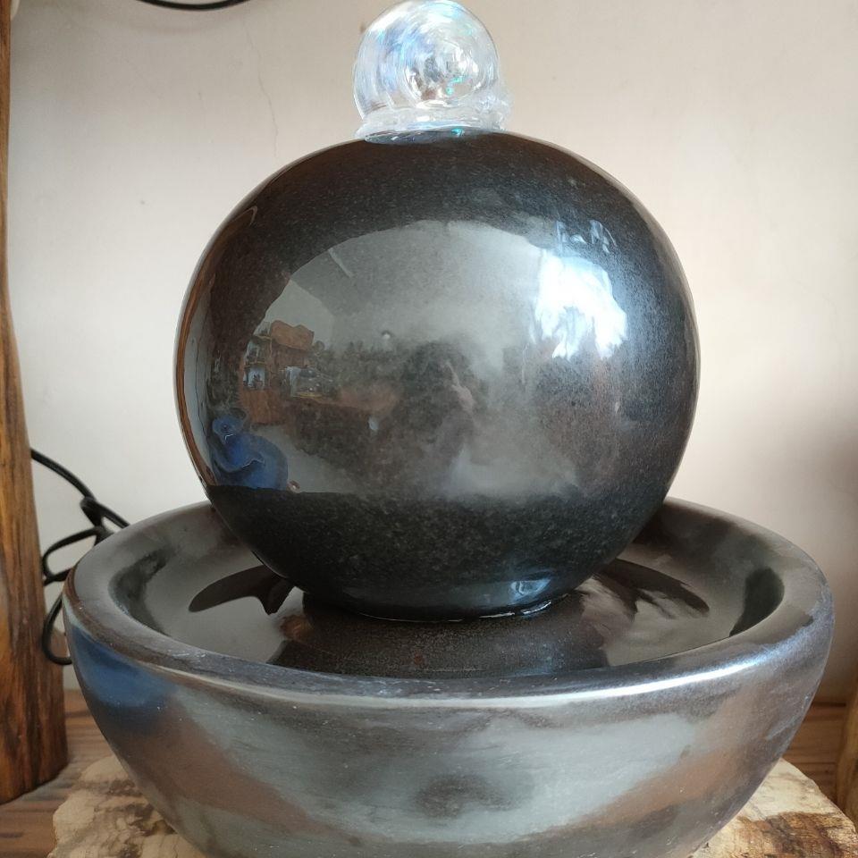 陶瓷流水工艺摆件流水加湿器圆球喷泉客厅装饰品家居桌面招财摆件