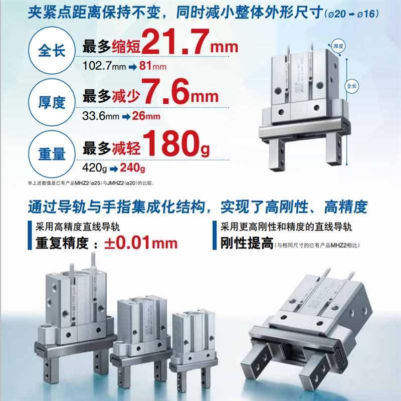 SMC新款2手指气缸JMHZ2-8D/JMHZ-12D/JMHZ2-16D/JMH2-20D-ZM9BW