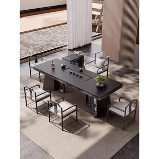 岩板茶桌2025新款高端轻奢现代高级感办公室烧水壶一体全自动茶台