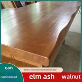 老榆木板桌面实木桌板橱柜台面板白蜡木板松木大板整块实木板定制