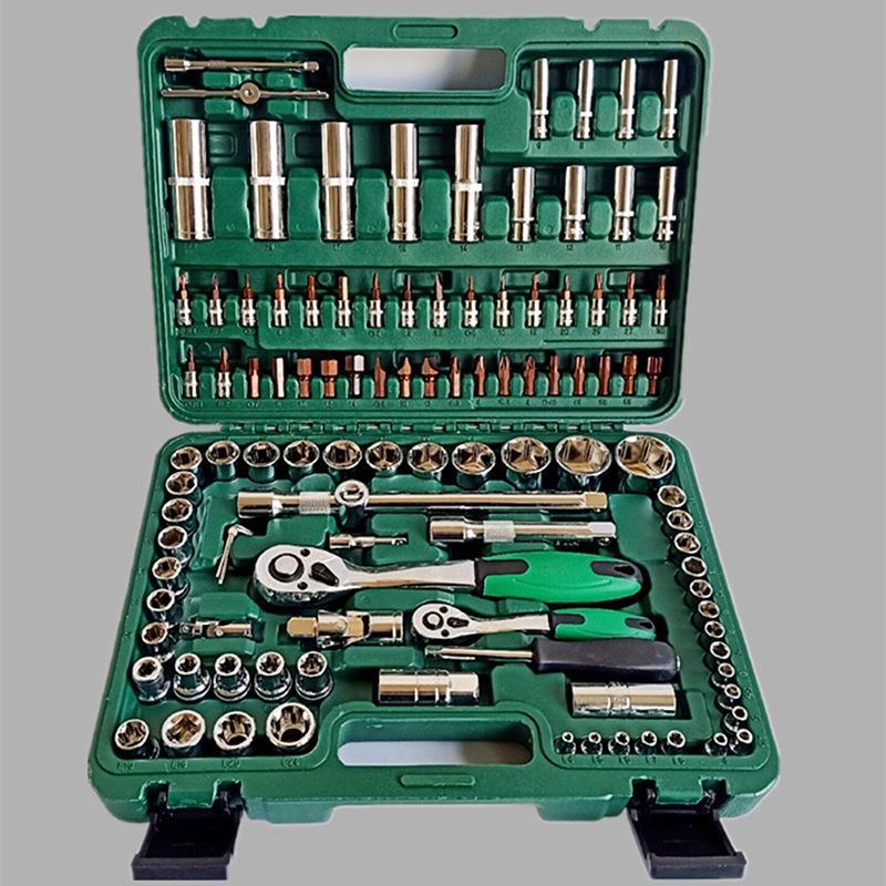 厂价108件套筒组合 工具箱汽车扳手组套车载应急工具箱