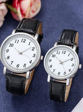 2021新款wish跨境情侣小圆表简约休闲手表男女学生石英表礼品