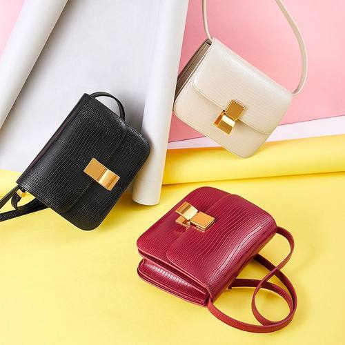 BOX高品质真皮蜥蜴纹豆腐包高级