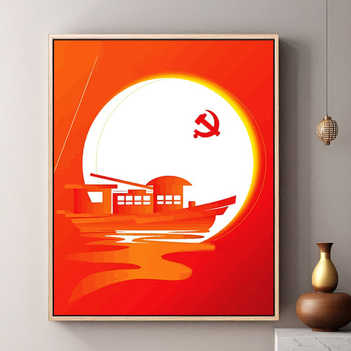 爱国主题手工数字油画diy党建