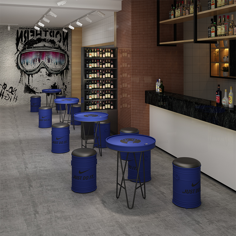 工业风油桶酒吧桌椅组合复古奶茶店阳台创意洽谈茶几卡座沙发组合