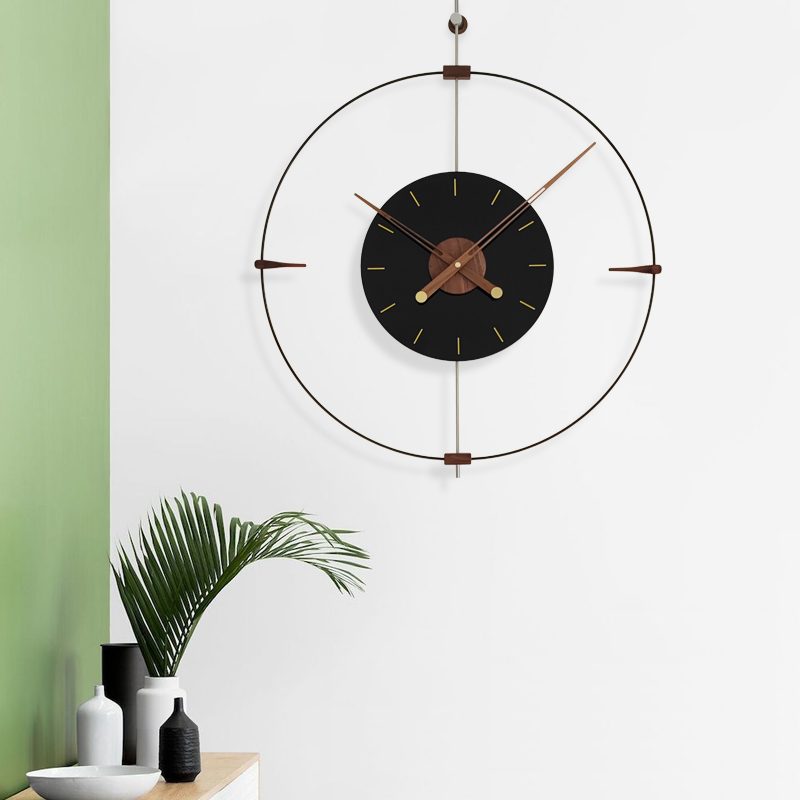 创意现代简约时尚挂钟圆形挂墙极简轻奢时钟装饰艺术静音石英钟表