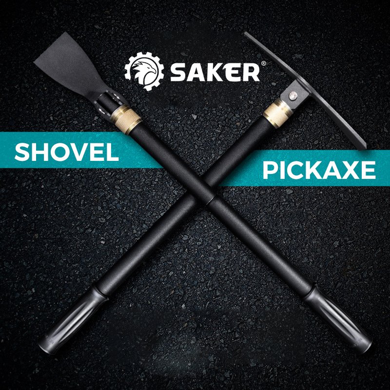 SAKER Outdoor Multi-Function Shovel Alloy Steel Folding Pick