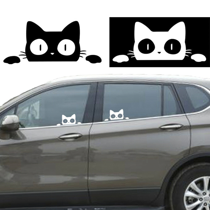 14CM*6.2CM Surprise Cat Peeking Funny Vinyl Vehicle Graphics