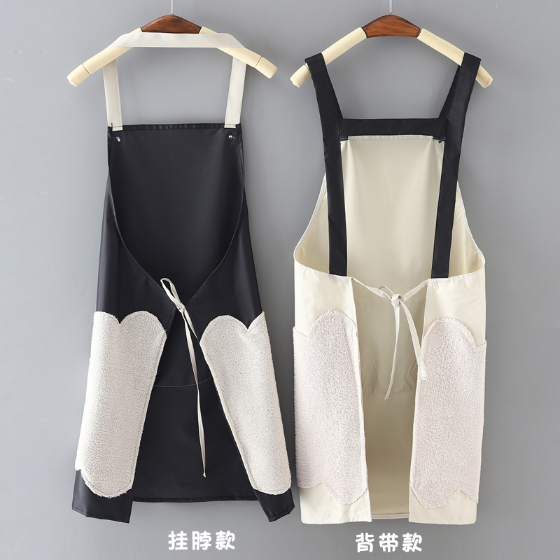 夏季围裙女家用厨房防水防油工作服时尚可擦手无袖围腰大人定制男
