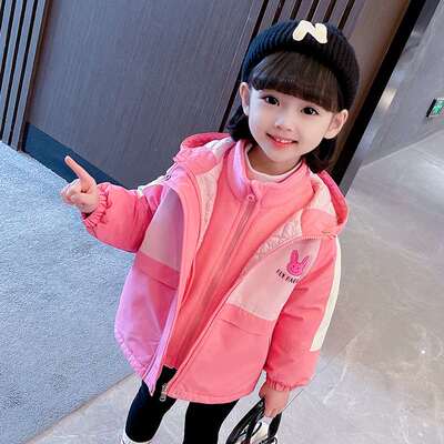 女童加厚冲锋衣外套秋冬季2022新款洋气儿童宝宝可拆卸三合一冬装