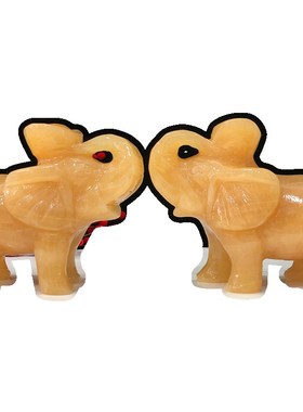 天然黄玉大象摆件一对家居客厅办公室装饰品店铺开业乔迁招财礼品